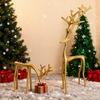 Minimalist Reindeer Statue Artistic Alloy Deer Sculpture Modern Abstract Golden Reindeer Ornament for Christmas Tabletop Mantel Living Room Home Decor