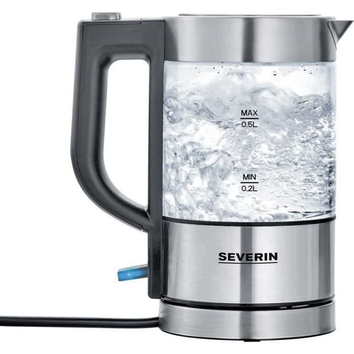 Bouilloire - SEVERIN - WK 3472 - 0,5 L - 1100W - Verre/Inox - Socle 360°