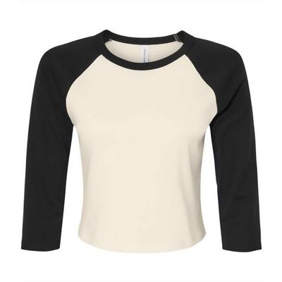 Damen Micro-Ripp Raglan 3/4-Ärmel Crop T-Shirt