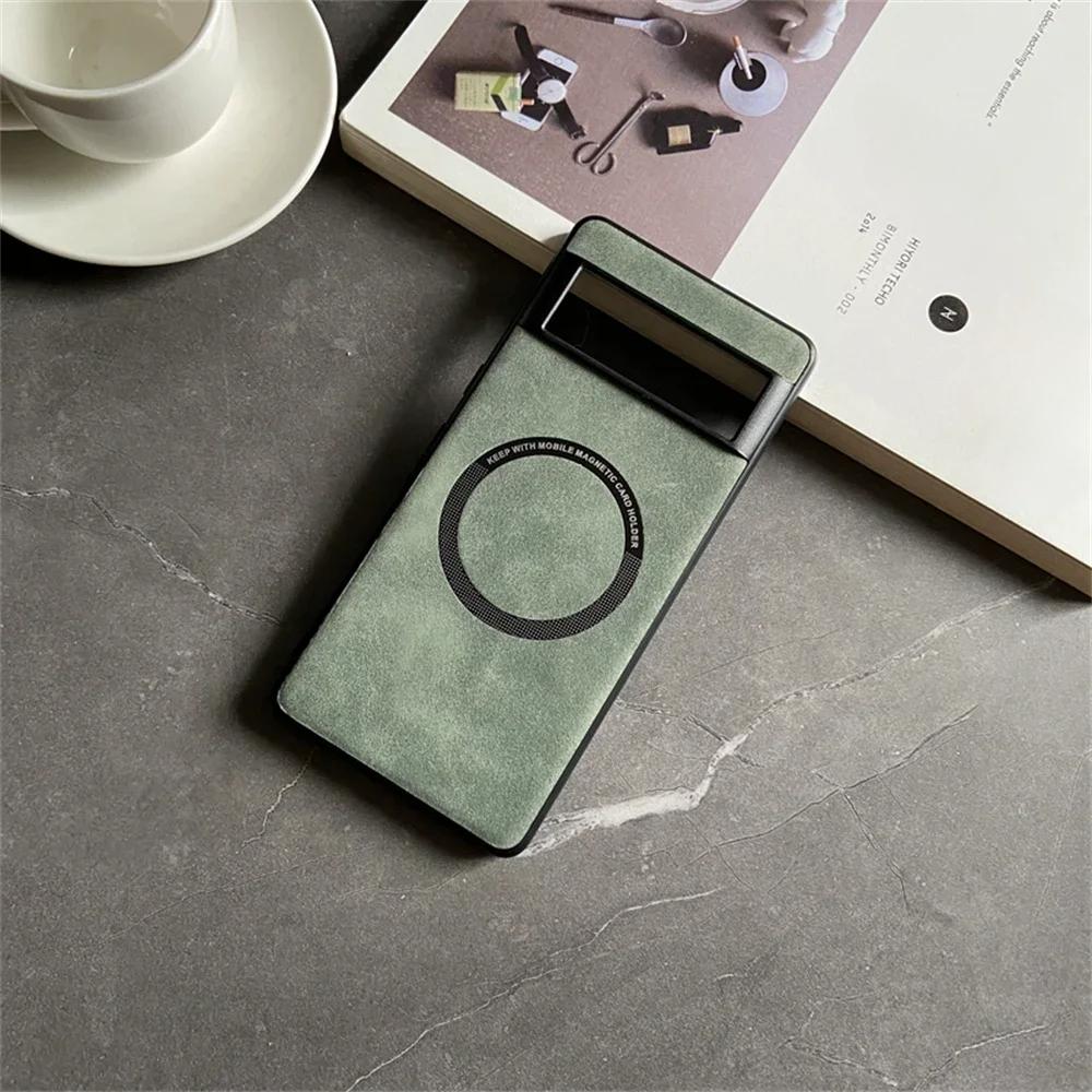 Luxury Business Magsafe Soft Leather Case for Google Pixel 9 7 8 Pro 6 XL 8A 7A 6A Magnetic Wireless Charging Skin Feel Shockproof Protect Cover
