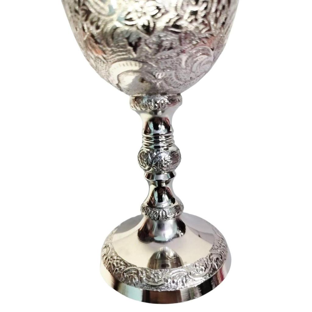 Reiner Messing Kelch Schwere Ausführung Graviert Versilbert Rein, Premium Kelch Champagnerflöten, Weinglas, Becher