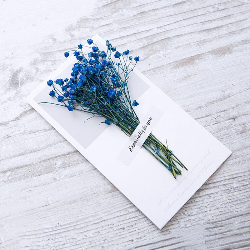 1pcs Gift Cards Wedding Invitation Starry Sky Dried Flowers Handwritten Blessing Birthday Thank You Mother's Day Gift Card