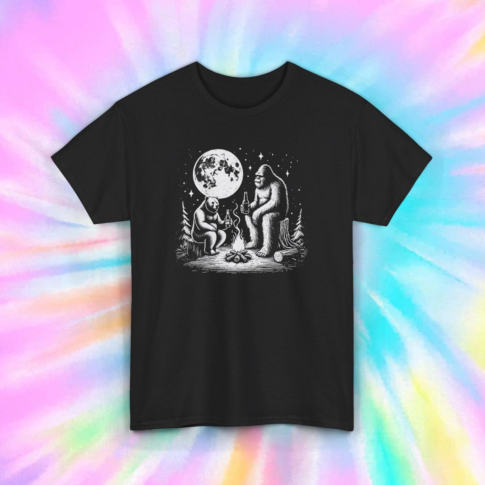 Bigfoot Campfire Shirt | Sasquatch Moon Night | Cryptid Lover Graphic Tee XXXL