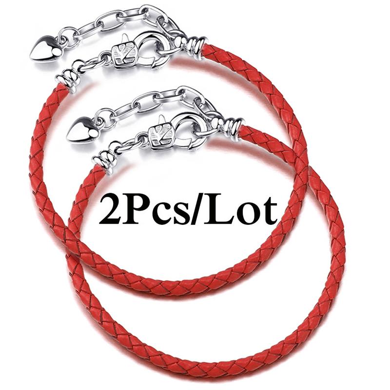 2 szt./partia Specjalna Oferta Skórzane Bransoletki Łańcuszkowe Pasują do Ręcznie Robionych Koralików Bransoletki z Charmsami Dla Par Pulsera Biżuteria Dla Kobiet Mężczyzn Hurtownia