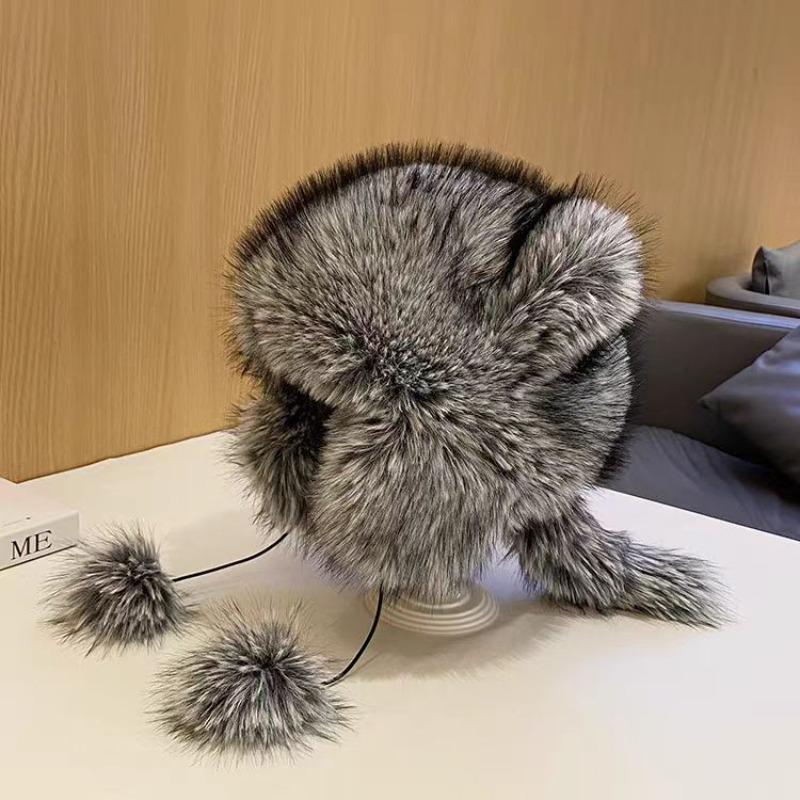 Cute little raccoon with tail hat female winter thickened warm student versatile outdoor bag head cold hat