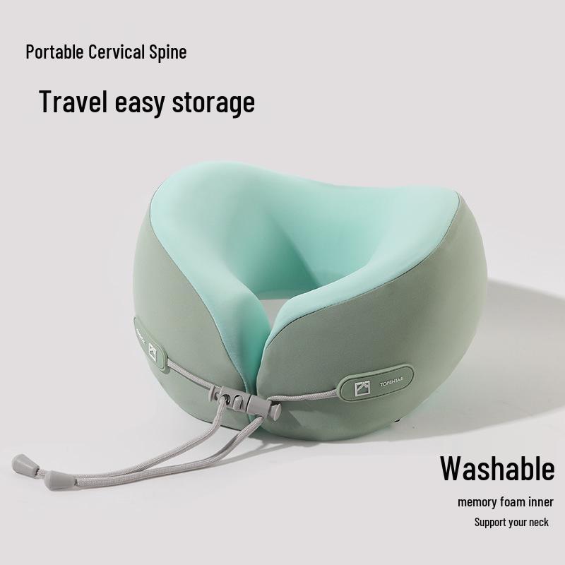 

Portable Memory Foam U-Shaped Neck Pillow for Long-Distance Travel and Airplane Sleep Support Single pillow зелёный