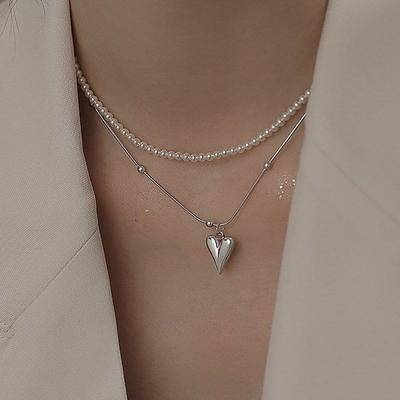 Lotoa-07 Doppellagige Perlenherzkette 2-teiliges Set (Wfg6Z1O)