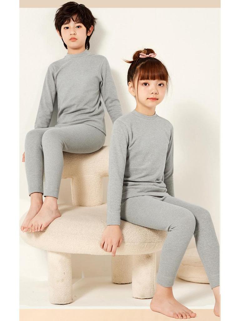 Children's Silk Warm Winter Pajama Set - Thickened Base Layer for Boys and Girls