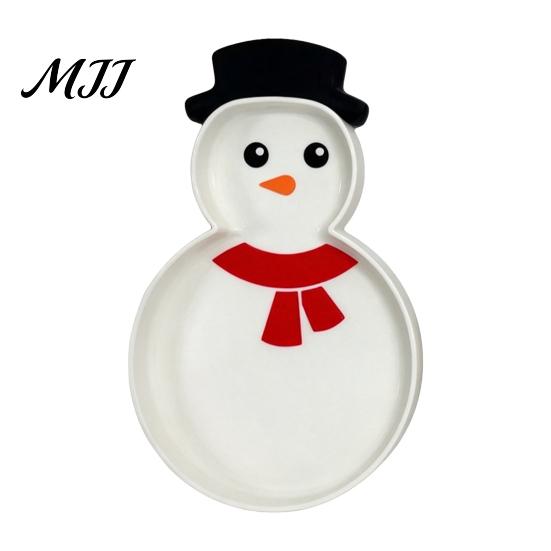 Christmas Snowman Serving Tray Tray, Holiday Party Decorative 3D Festive Snack Container Printed Platter Dish for Snacks, Candies, Goodies,