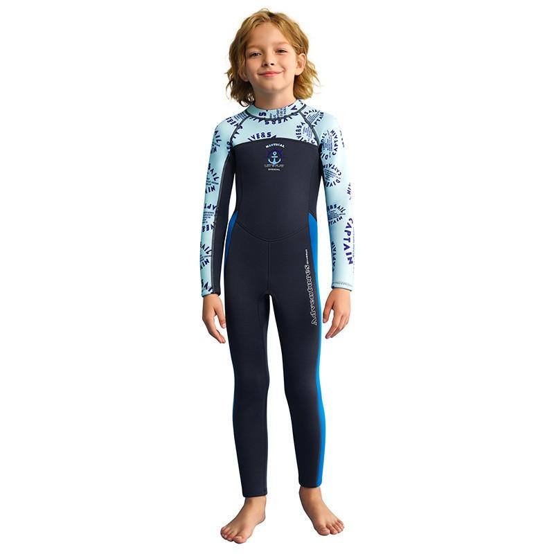 Children s Diving Suit 1.5MM One-piece Long-sleeved Swimsuit Men s Warm Cold-proof Snorkeling Surfing XL темно-серого