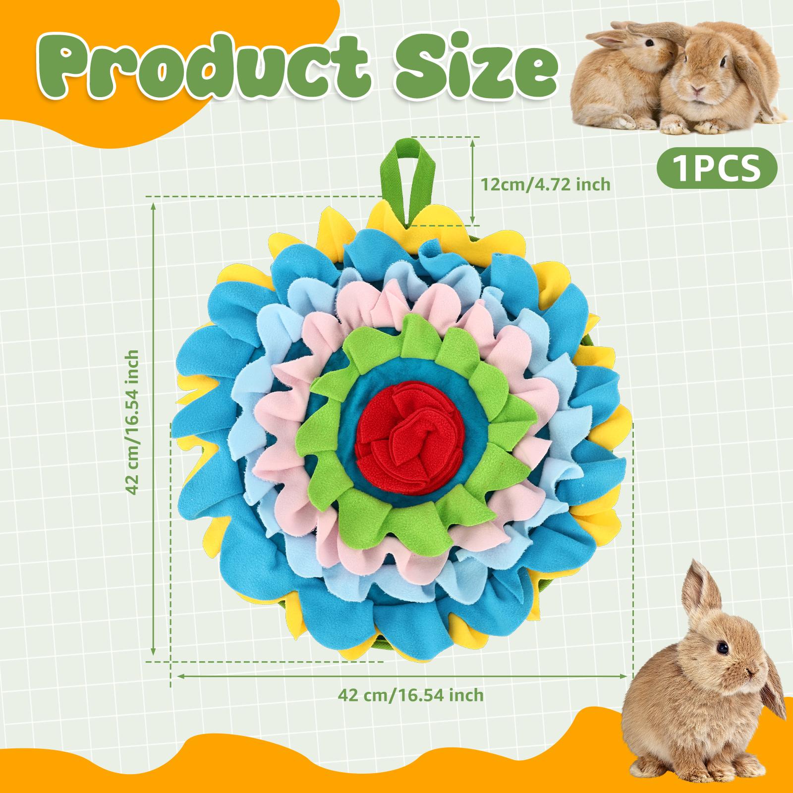 

New Pet Snuffle Mat Round Rabbit Foraging Mat Foldable Portable Bunny Puzzle Mat Pet Supplies for Guinea Pig Kitten and Puppy