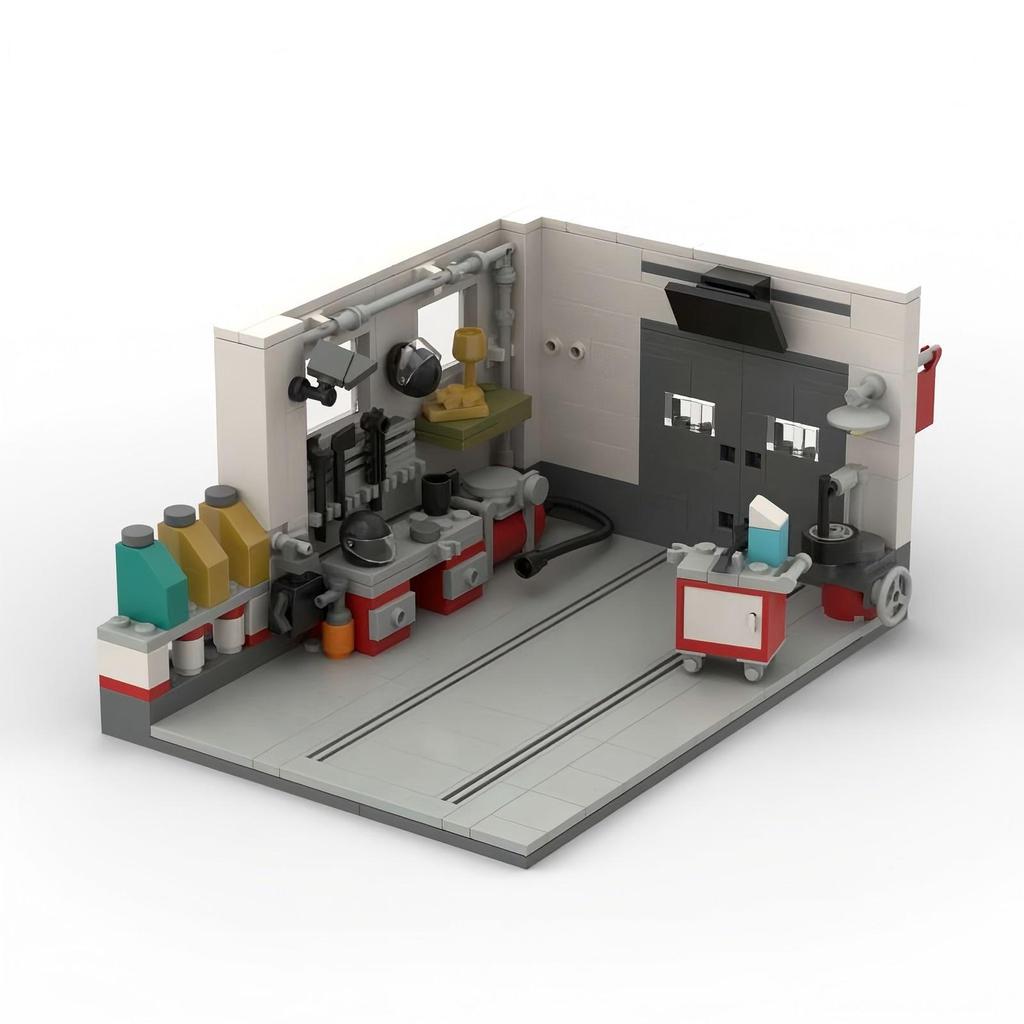 Compatible Building Blocks MOC Car Repair Shop Creative Toy Desktop Car Model Display Piece with Small Parts