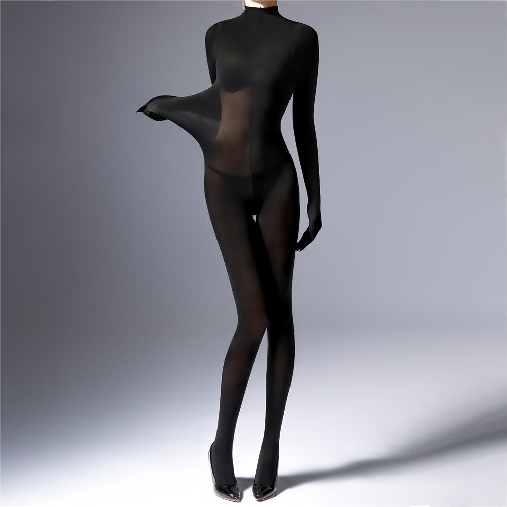 Sexy Men 120D Glove Sleeve Bodysuit Open Crotch Sexy Tight Bottom Wear Bandage Cocoons Bodyhouse Elastic Maid Leotard