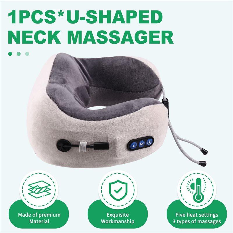 Premium-Portable U-Shaped Neck Massager Electric Pillow Usb Rechargeable Car Travel Massage Pillow