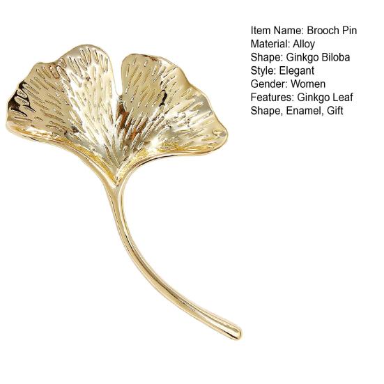 Yousheng Women Ginkgo Leaf Shape Brooch Pin Enamel Tree Leaf Badge Coat Sweater Scarf Pin Clothes Accessories Gift