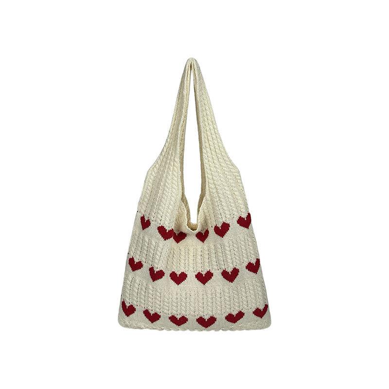 Korean Love Woven Bag New Large-capacity Lazy Shoulder Bag Niche Design Commuter Tote Bag