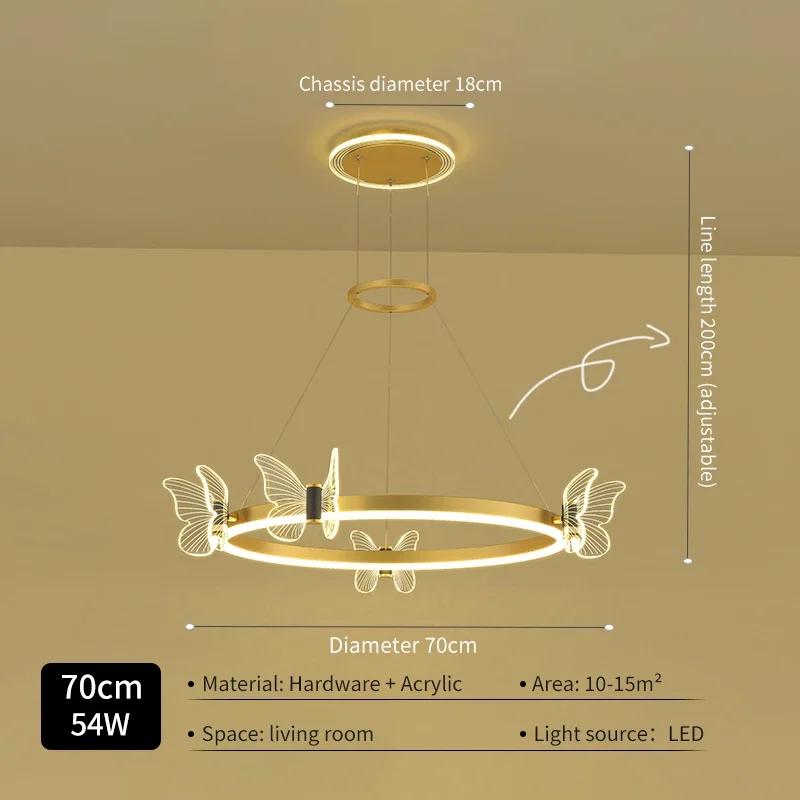 Nordic Creative Butterfly Ring LED Pendant Dimmable Dining Room Children's Bedroom Modern Home Decoration Lighting Fixtures