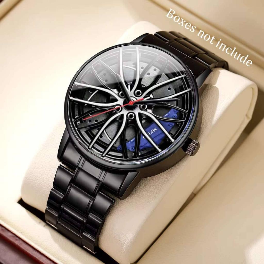 Fashion 3d Car Wheel Men Sports Watch Luxury Stainless Steel Band Men Business Watches Reloj Hombre