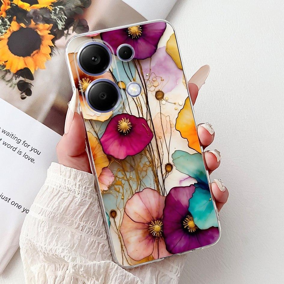 Pro pouzdro Xiaomi Redmi Note 13 Kryt Note 13 Pro Populární malovaný květinový měkký silikonový kryt na telefon Pro Redmi Note13 Pro 4G 5G Funda