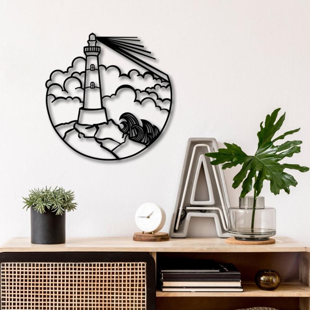 Nautical Lighthouse Metal Wall Art, Sea Life Marine Decor