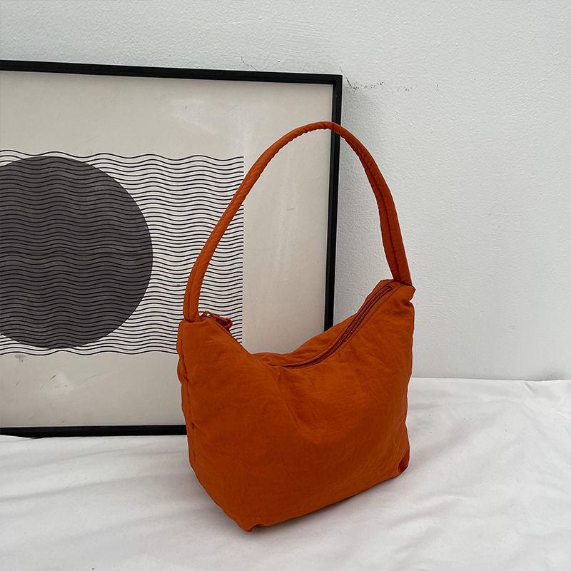 

Solid Color Women Underarm Bags Soft Nylon Ladies Simple Hobos Shoulder Bag Female Clutch Purse Small Handbags Girls Armpit Bag оранжевый