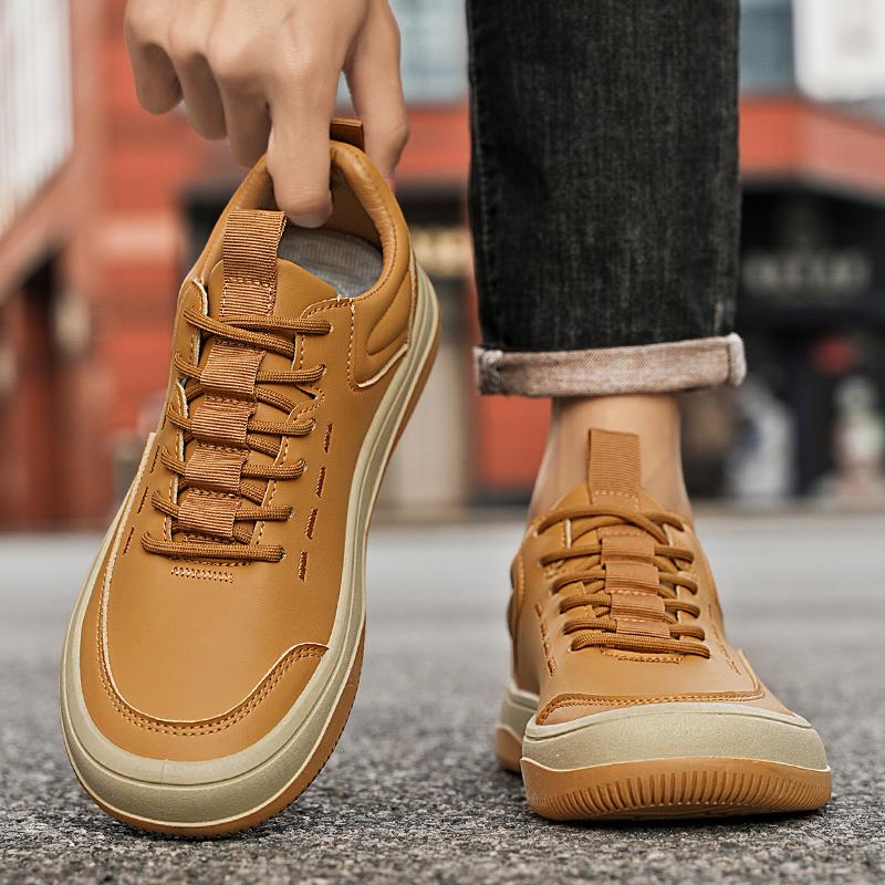 Fashion British Style Men Casual Leather Work Shoes 2025New Trendy Casual Walking Oxford Shoes Comfy Versatile Board Motorcycle Shoes