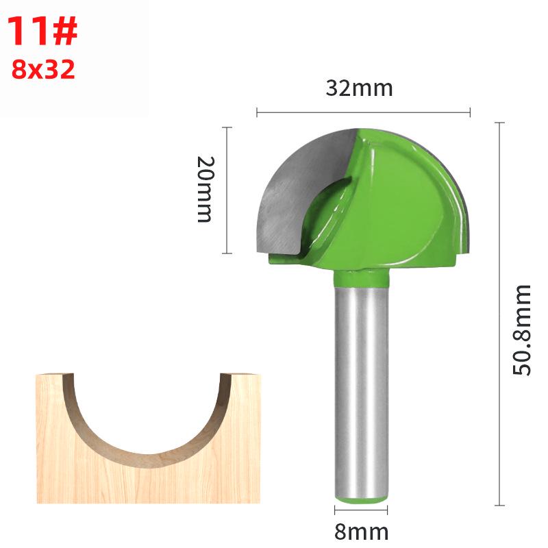 8-Pattern Round Bottom & Head Woodworking Milling Cutter, Grooving & Trimming Router Bit for Engraving & Bakelite Milling