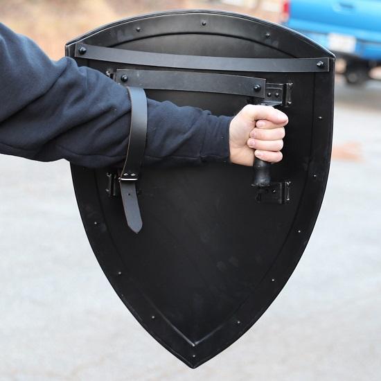 14th Century Heater Shield - Functional 18 Gauge Steel Medieval Historical Replica Blank Shield Knight Costume Prop Accessory