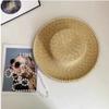 Wheat Straw Sun Hat For Women Summer Pearl Wide Brim Floppy Panama Fishermen Hats Female Lady Outdoor Foldable Beach Sun Caps