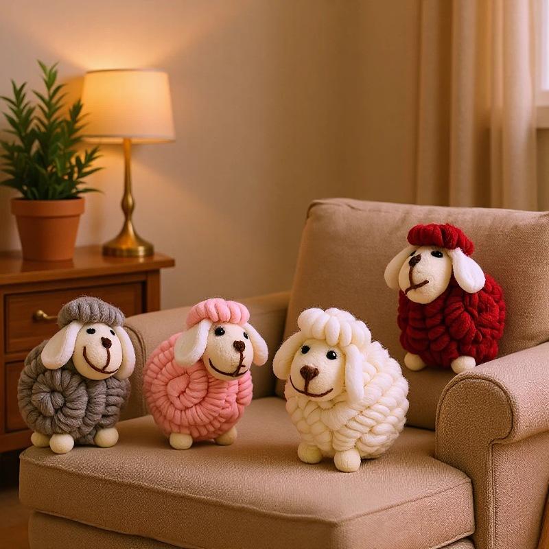 Baby Lamb Figurine, Cartoon Sheep Doll, Table Setting Prop, Christmas Decoration, Small Gift