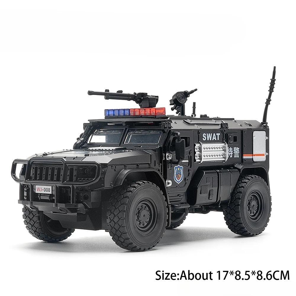 1:32 Legierung Säbelzahntiger Gepanzertes Modellspielzeug Diecast Metallauto Rückzieher Polizeiauto mit Licht Musik Fahrzeug für Kleinkinder Kinder Geschenke
