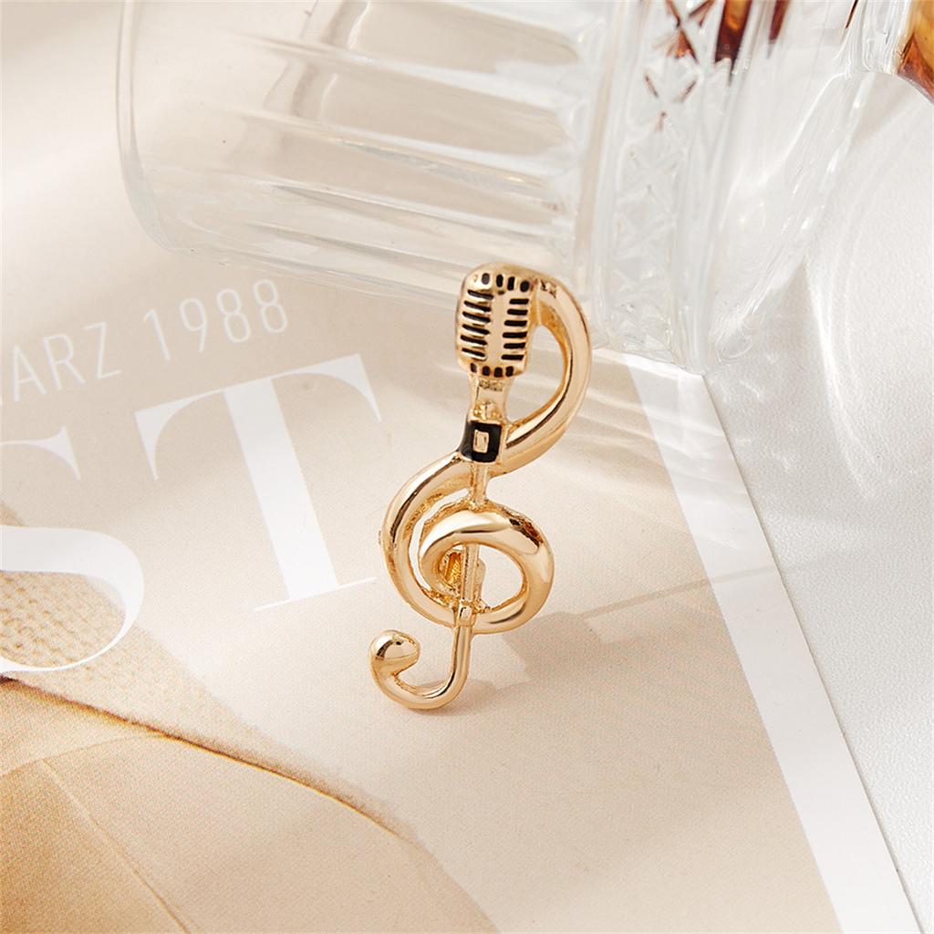Charm Trend Microphone Note Broch Creative Personality Pin Fashion Retro Jewelry Accessories Party Festival Gifts Souvenirs 2026