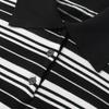 Autumn American Retro Striped Sweater Women's Collar Knit T-shirt Slimming Design Office Versatile Knitted Undercoat Top