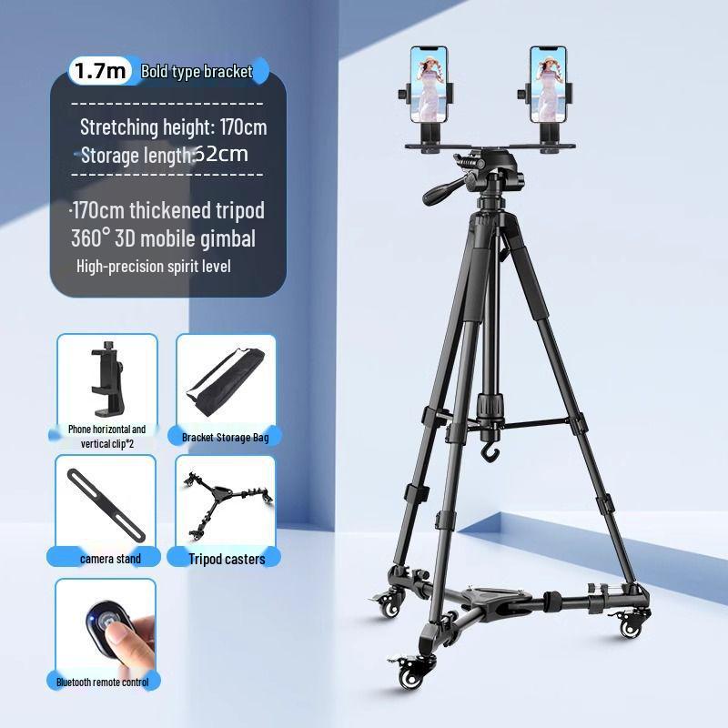 Professional Mobile Phone & DSLR Tripod with Pulley and Universal Ball Head for Live Streaming