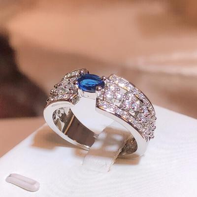 High Quality for Women with AAAA Ring Big Blue Stone Exquisite Women's Engagement Ring Party Jewelry Anniversary Gift