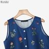 ZANZEA Women Floral Print Summer Casual Round Neck Sleeveless Tank Tops