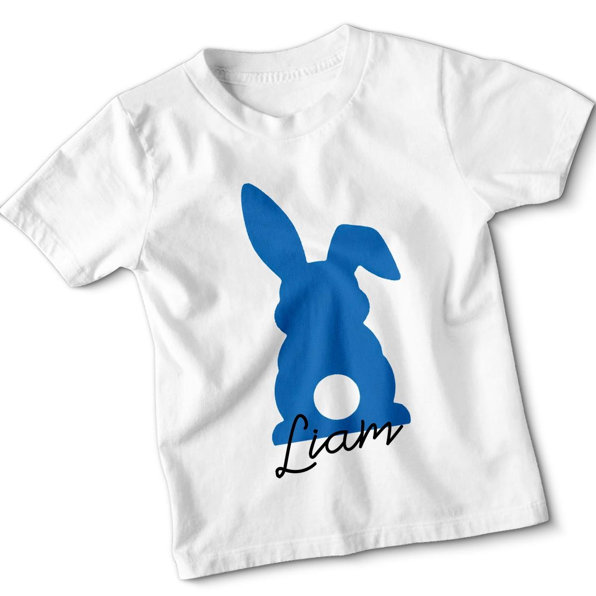 Liam Bunny Rabbit Animals Kids T-Shirt Personalized Boys Tee 130