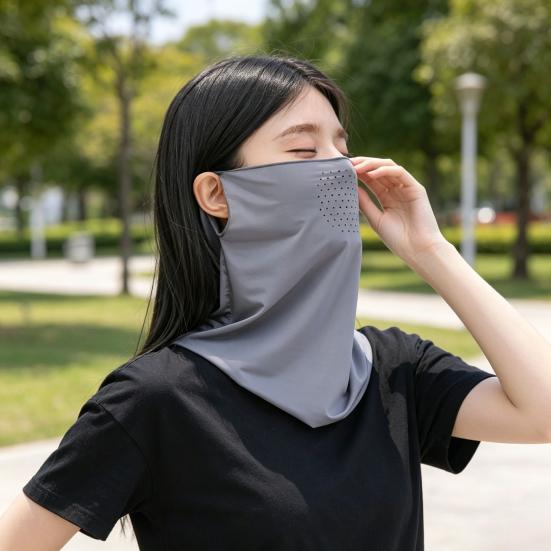 Outdoor Face Guard, Ice Silk Sunscreen Cover for Face Neck And Clavicle, Elastic Ear Loop Eye Corner Sun Shield for Outdoor Summer Use