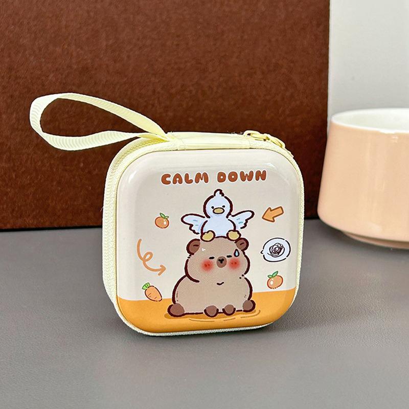 Niedliche Cartoon Reißverschluss Blechdose Geldbörse Capibala Mini Wechselgeldbeutel Tragbare Kopfhörertasche Niedliche Kinder Capybara Münzschlüsselbeutel