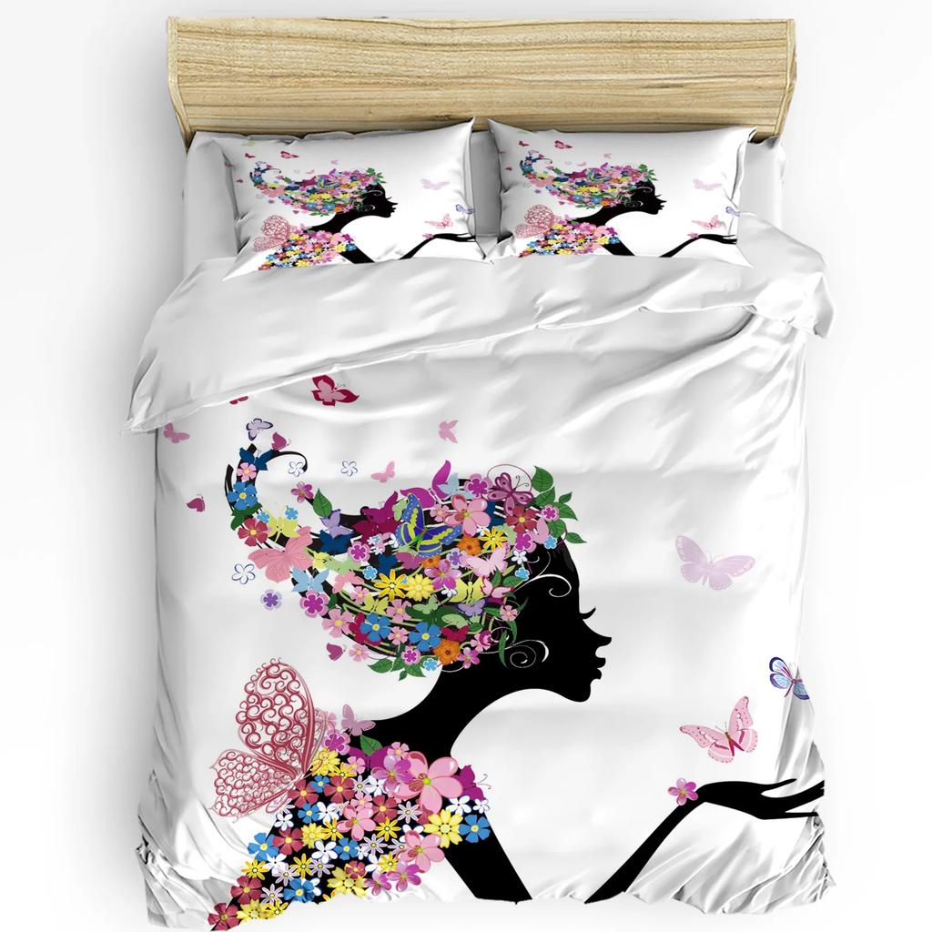 Lily Flowers Butterfly Water Surface Duvet Cover 3pcs Bedding Set Home Textile Quilt Cover Pillowcases Room Bedding Set No Sheet