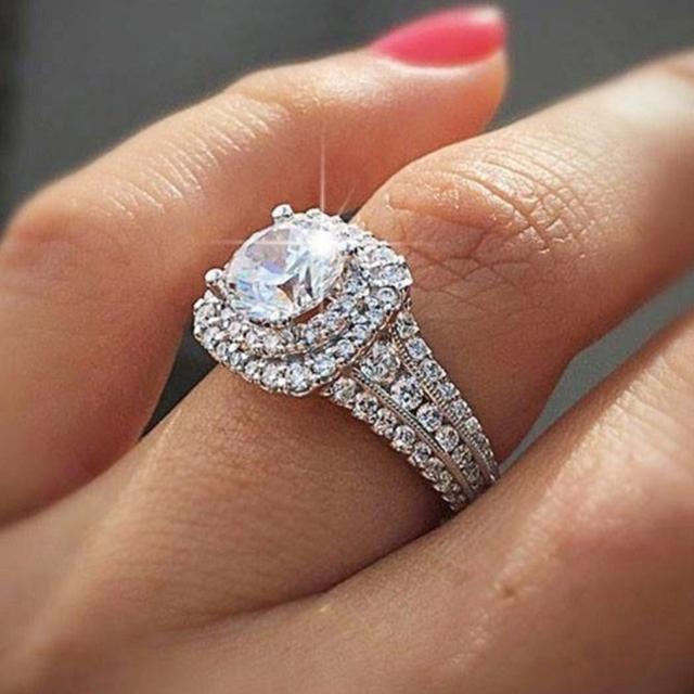 

Роскошные обручальные/свадебные кольца для женщин серебряного цвета с микро-паве блестящие кубические цирконии классические ювелирные изделия вечности 8