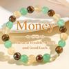 Trendy Amethyst Tiger Eye Rose Quartz Agate Mixed-colored Beads Elastic Beaded Bracelets for Men Women Wealth Luck Jewelry Gifts