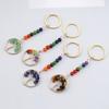 Gold Natural Crystal Colorful Stone Tree Of Life Keychain, Bag Pendant Pendant, Chakra Keychain K62