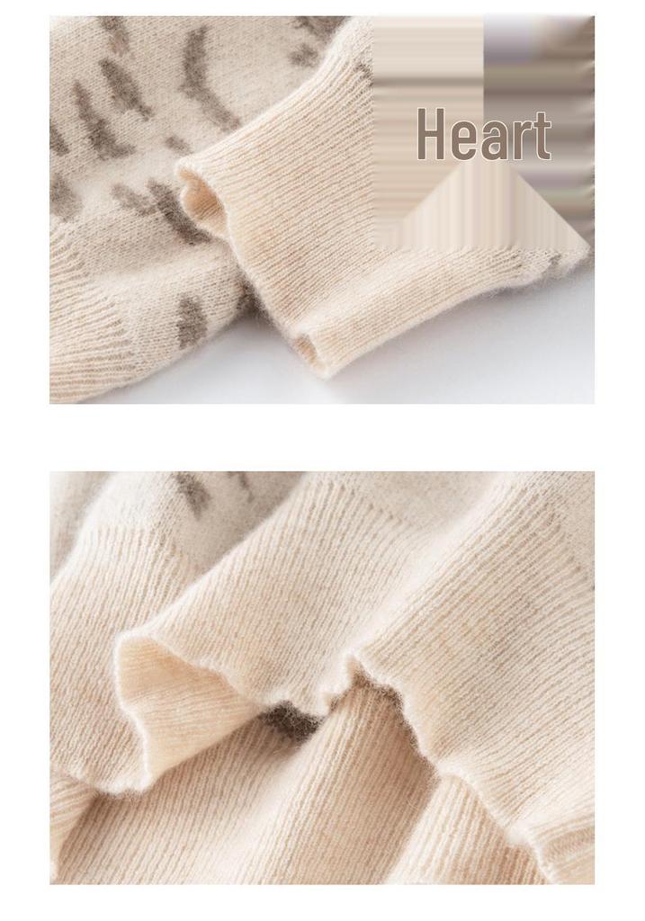 Retro Jacquard Cashmere Women's Round Neck Sweater - 2025 Autumn/Winter Collection