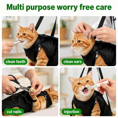 Cat Grooming Bag Waterproof Nylon Adjustable Anti Scratch Cat Bag for Nail Trimming for Small Medium Large Pet Shower Washing