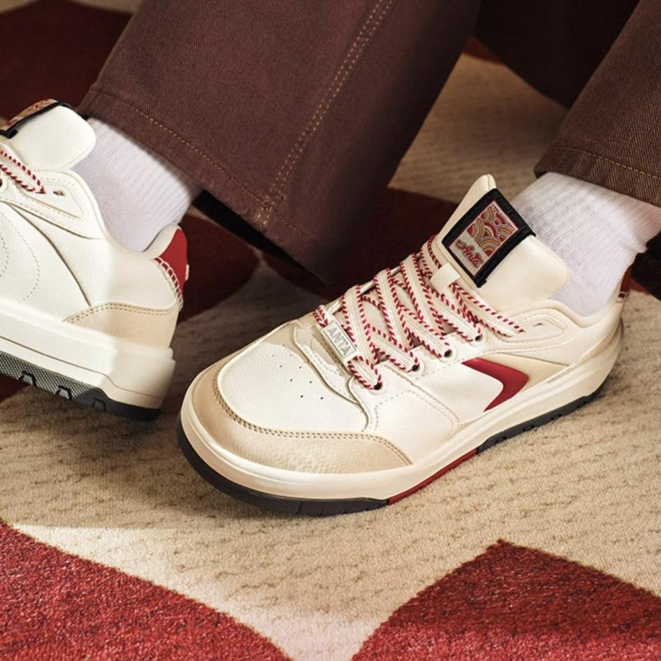 Anta 982 Moon Shadow Good Things Happen Casual Sports Non-Slip Shock Absorbing Wear-Resistant Low-Top Sneakers Women Sneakers White Red 122518060-8