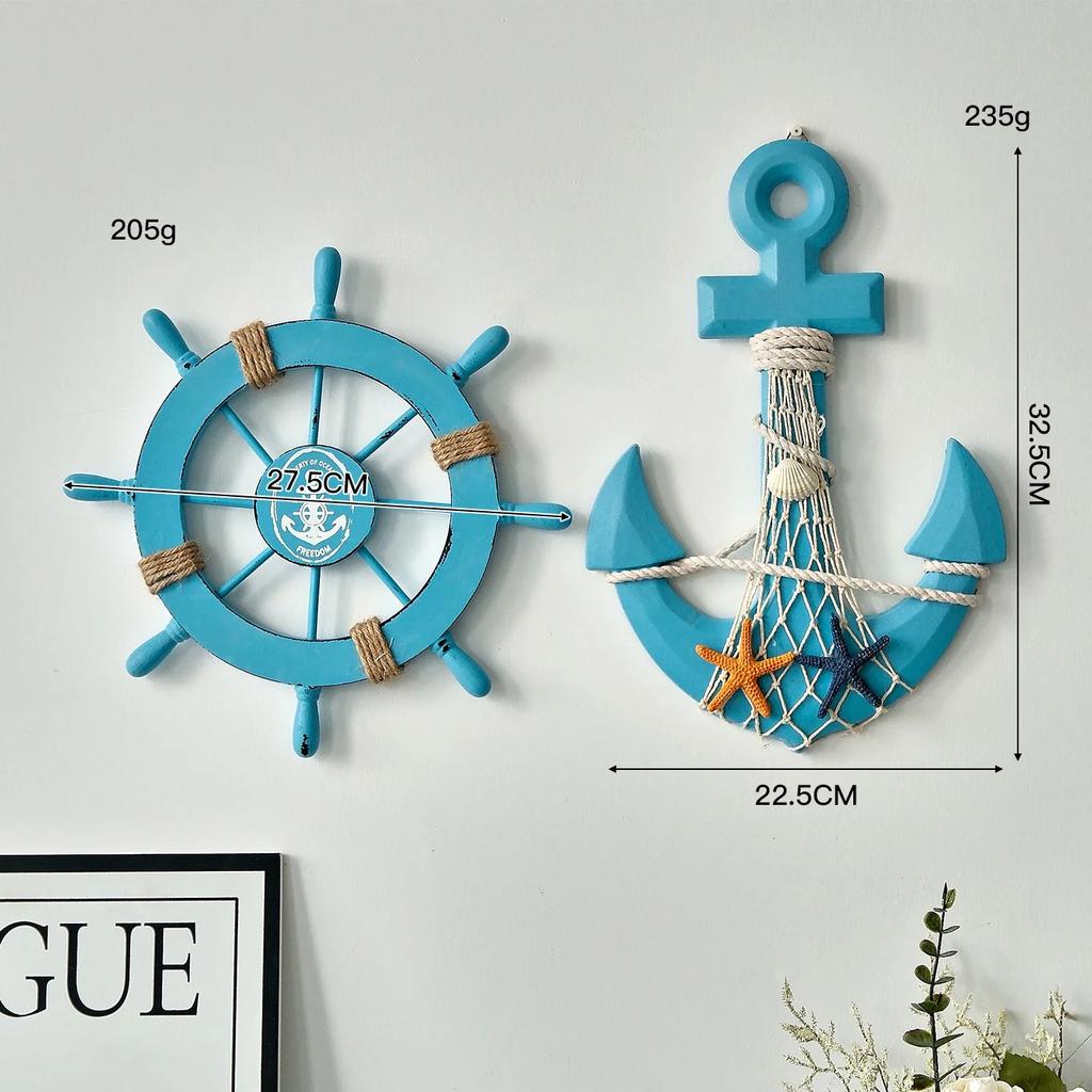 Creative Helmsman Anchor Wall Decoration Wooden Handicraft Set Wall Mounted Home Decor Items Ship Rudder Home Decoration