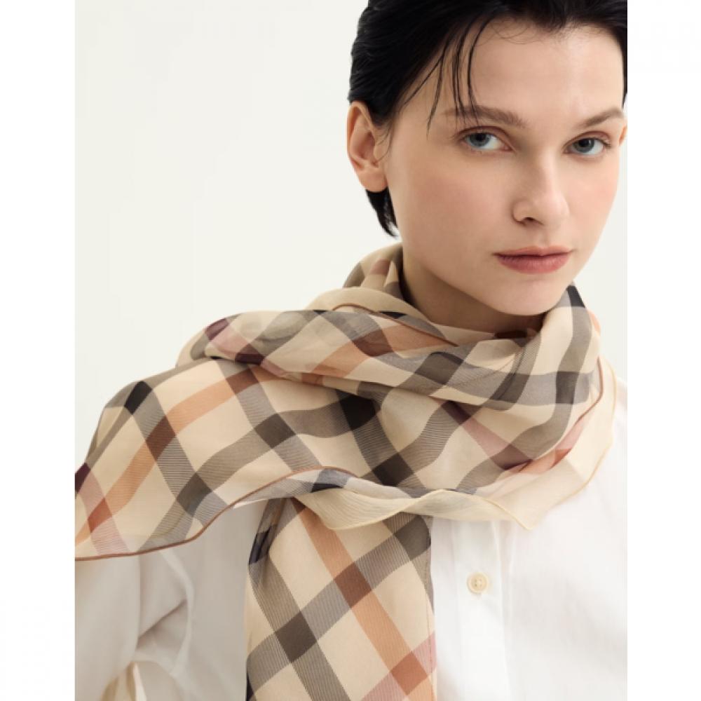 Daks Brown Check Long Silk Scarf Dcsc6e290w2 Single option