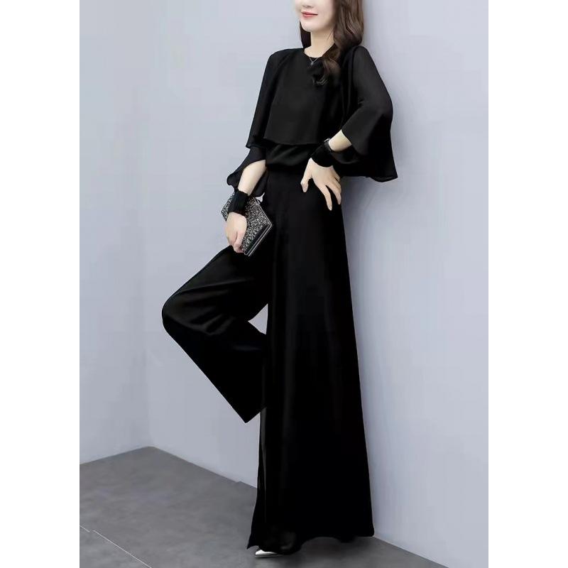 Trendigt Chiffonkjolset i Plus Size för Kvinnor Vår Sommar Ny Ankomst Stilfull Åldersreducerande Draperade Klockbyxor