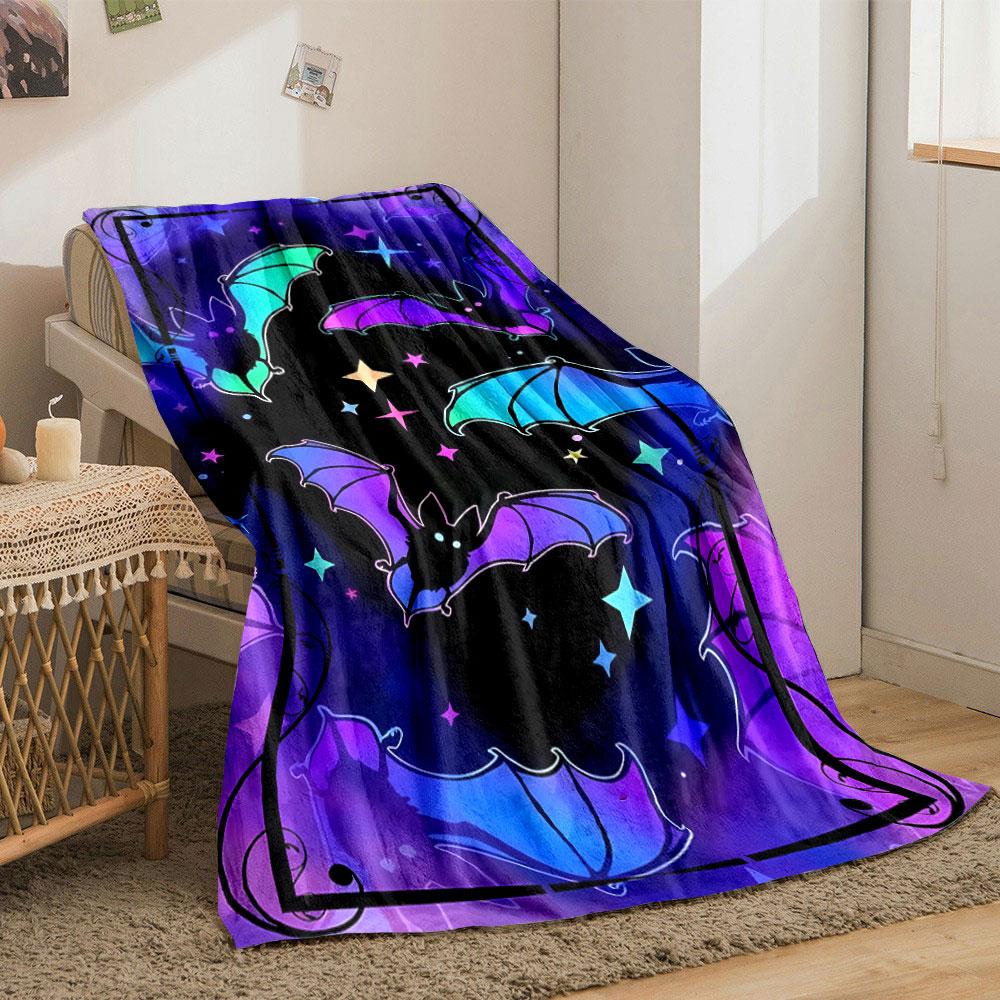 Neon Bats Starry Blanket bedroom Blanket for Livingroom Couch lunch break Soft throw for Friend's festival Gift